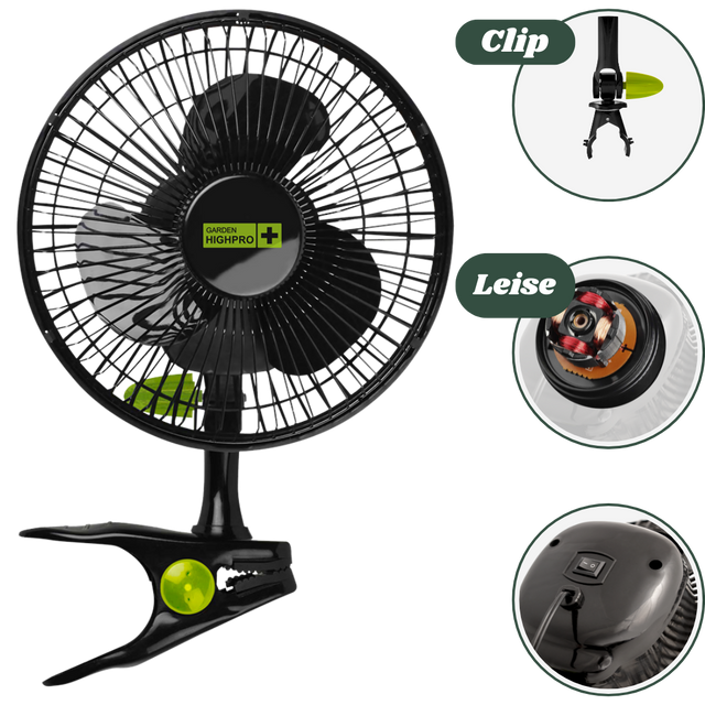 Der Garden Highpro ProFan Clipventilator sorgt für effiziente Luftzirkulation in Growboxen, feuchten Räumen oder kleinen Wohnbereichen