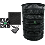 Komplettansicht des HerbDryer Regular mit Lüfter und Filter – 4-stufiges Trocknungsnetz für Kräuter und Blüten