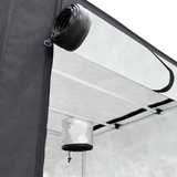 Geöffnete Front der EcoPro Growbox mit reflektierender Mylar-Innenseite und stabiler Rahmenkonstruktion.