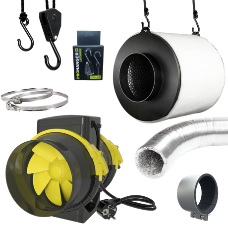 Abluft-Set für Growboxen mit Aktivkohlefilter und Rohrventilator
