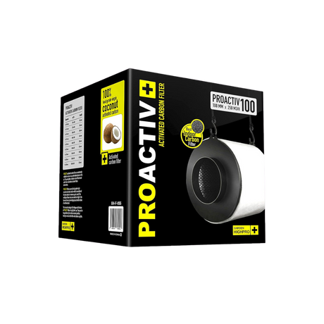 Garden HighPro ProActiv Aktivkohlefilter Ø125 mm in Originalverpackung mit 250 m³/h Leistung und Kokos-Aktivkohle für Growbox-Abluft.