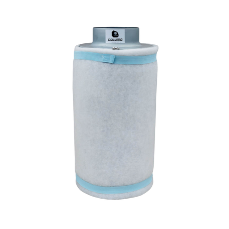 Caluma Aktivkohlefilter 125 mm mit weißem Vorfilter und Montageöse – ideal zur Geruchskontrolle in der Growbox.