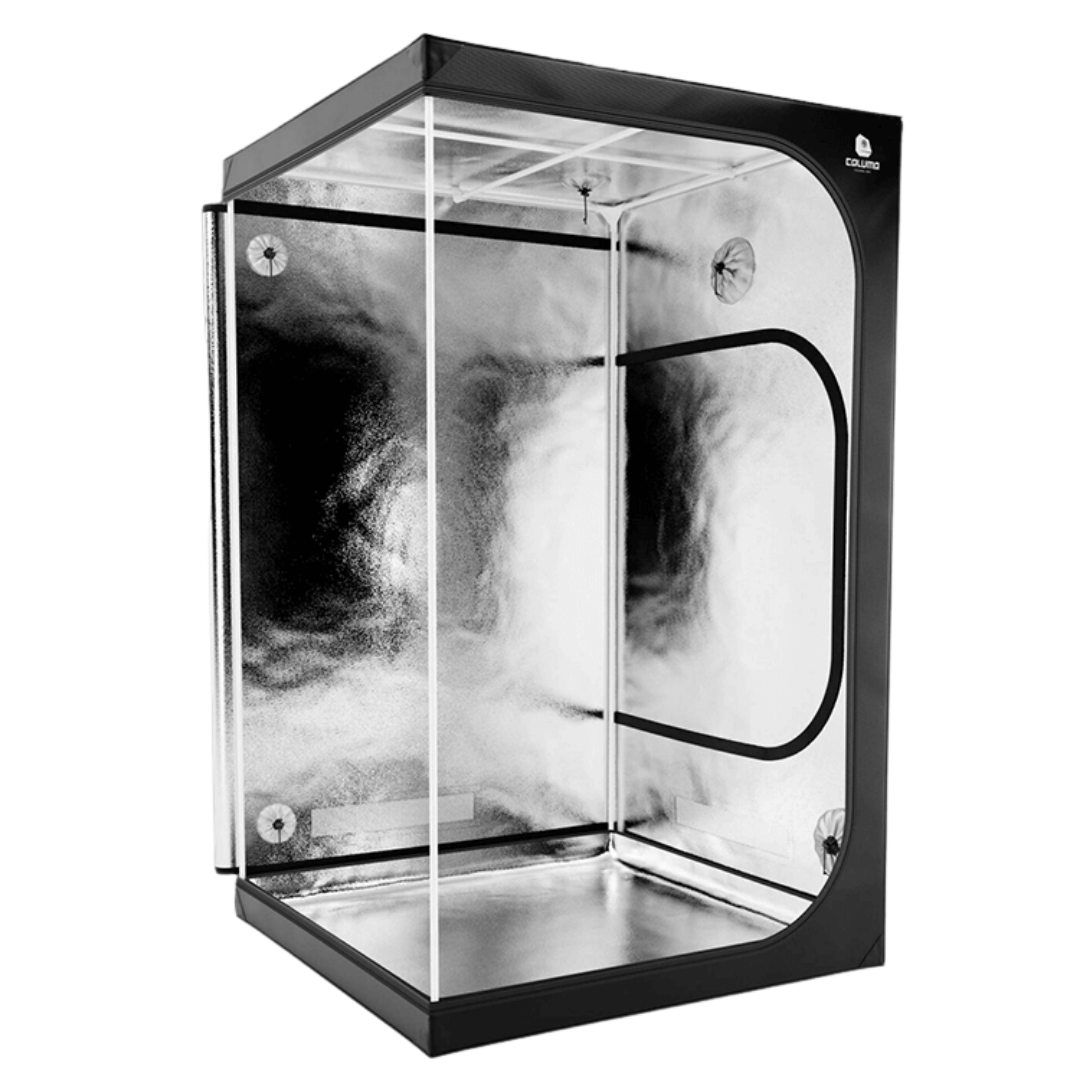 Innenansicht der Caluma Skin Growbox 120x120x200 cm mit reflektierender Mylar-Beschichtung für optimales Lichtmanagement.