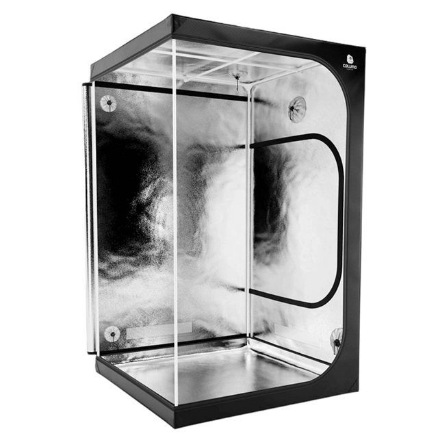 Innenansicht der Caluma Skin Growbox 120x120x200 cm mit reflektierender Mylar-Beschichtung für optimales Lichtmanagement.