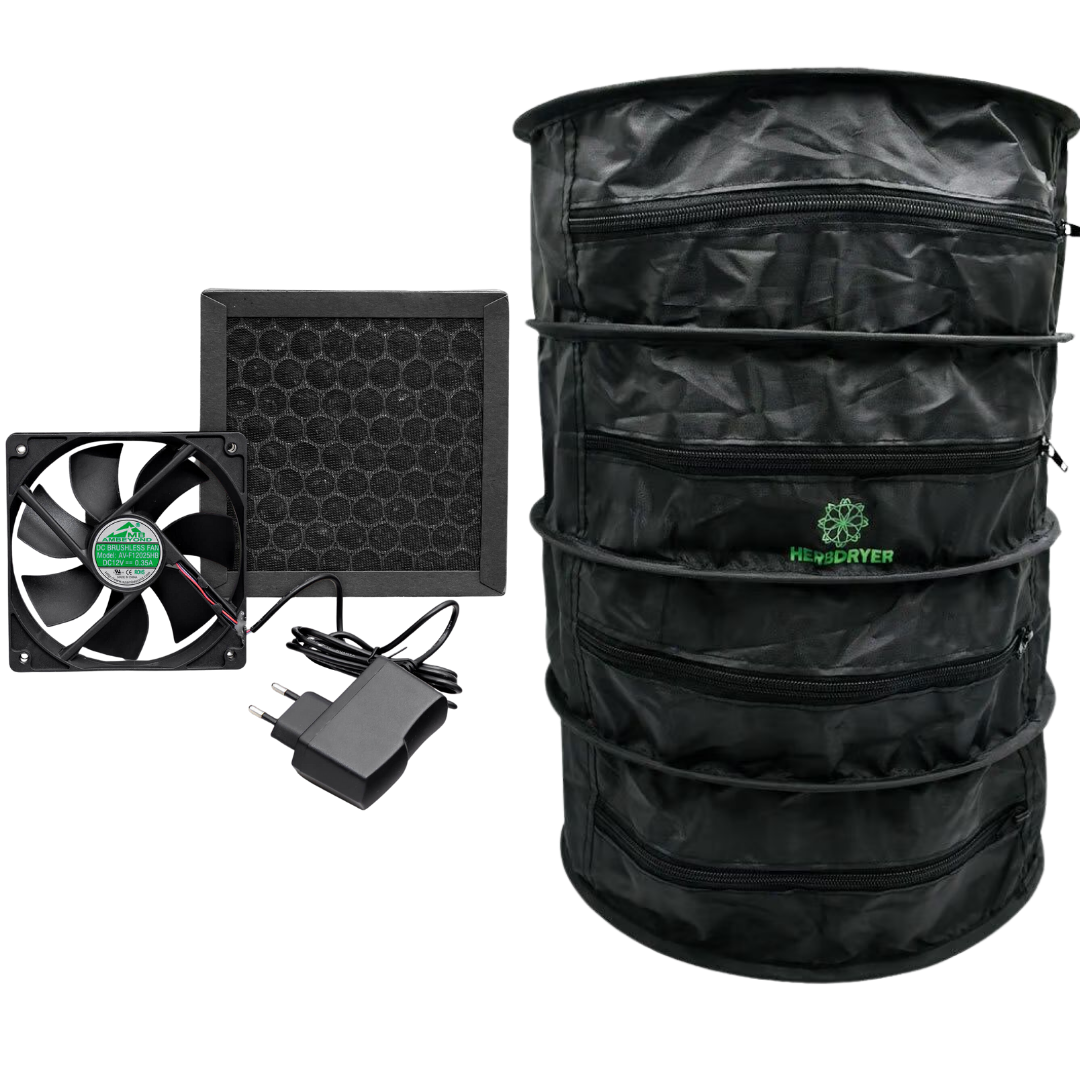 EasyGrow HerbDryer Regular mit Aktivkohlefilter, Lüfter und Netzteil – Komplettset zum geruchsfreien Trocknen von Kräutern