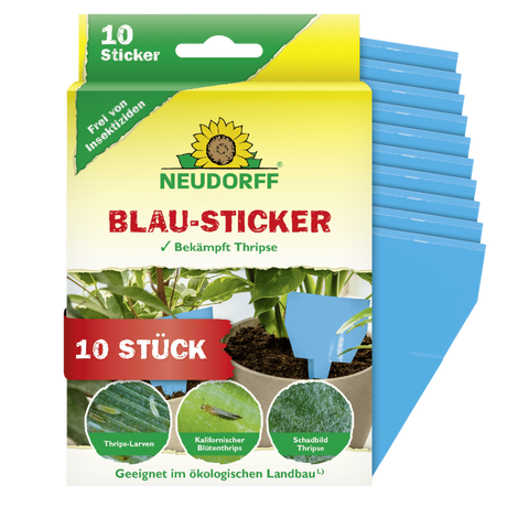 Neudorff Blau-Sticker 10 Stück mit blauen Klebefallen gegen Thripse