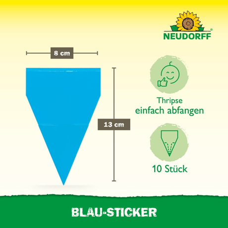 Neudorff Blau-Sticker in der Größe 8 × 13 cm zur Schädlingskontrolle