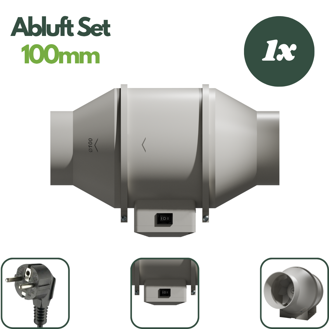 Caluma Midi-Axiallüfter 100 mm mit zwei Geschwindigkeitsstufen für Growboxen