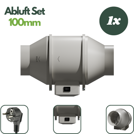 Caluma Midi-Axiallüfter 100 mm mit zwei Geschwindigkeitsstufen für Growboxen
