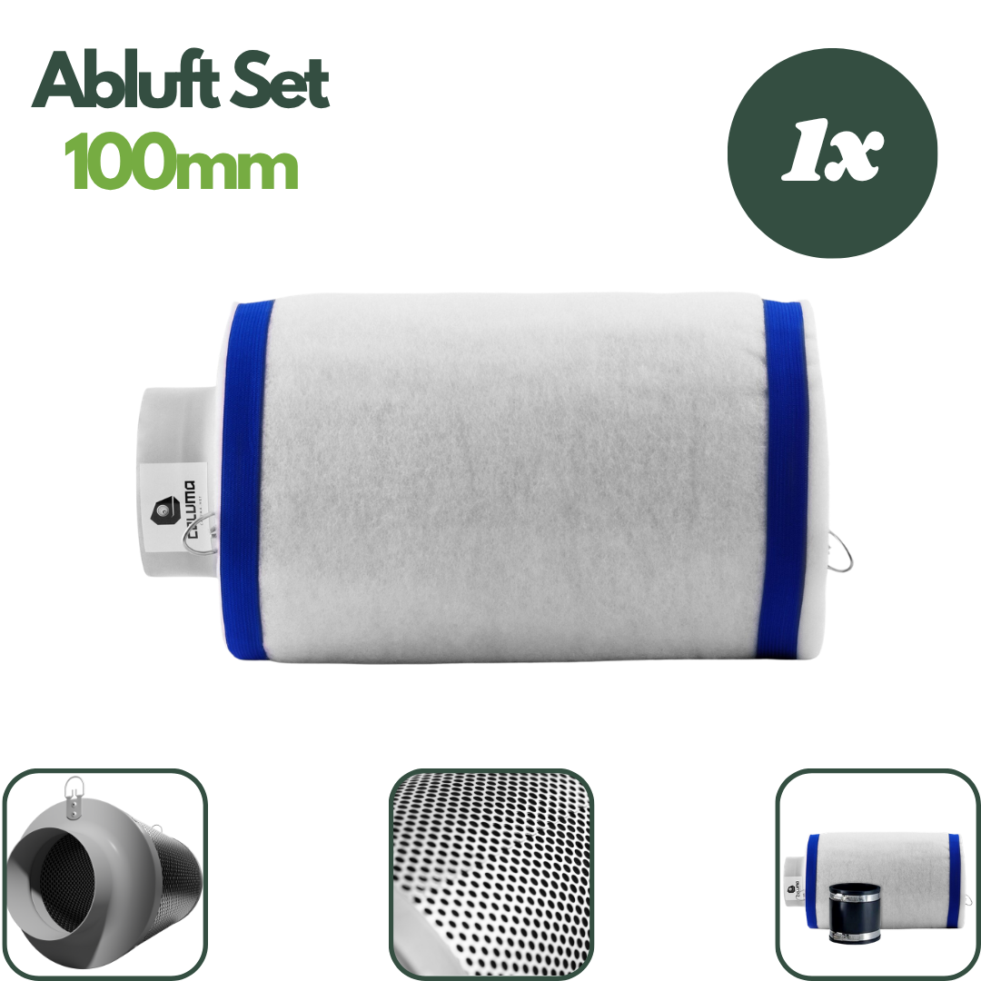 Caluma Aktivkohlefilter 100 mm mit CTC80-Aktivkohle und weißem Vorfilter