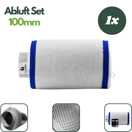 Caluma Aktivkohlefilter 100 mm mit CTC80-Aktivkohle und weißem Vorfilter