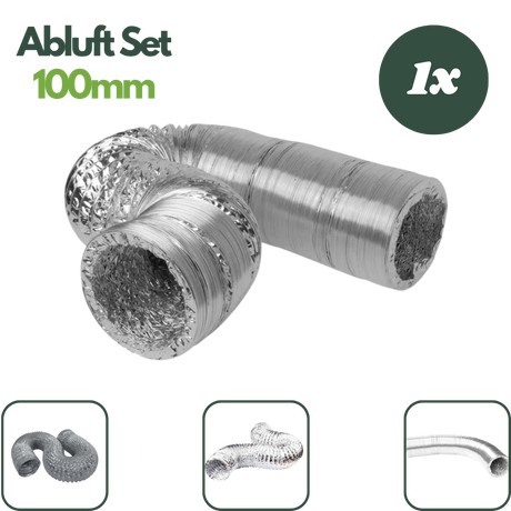 Flexibles Alu-Flexrohr mit 102 mm Durchmesser und 5 m Länge für Growbox-Abluft