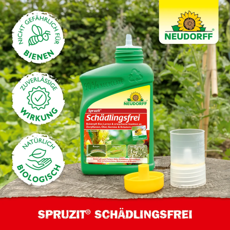Neudorff Spruzit Schädlingsfrei Dosierflasche mit Messbecher für die Zubereitung der Spritzlösung