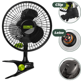 Der Garden Highpro Clip-Ventilator 12W Ø20 cm sorgt für zuverlässige, leise Umluft in deiner Growbox – mit einem sparsamen 12-Watt-Motor