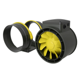 Garden Highpro PROFAN TT 125 mm – Abluftventilator mit sichtbarem Innengehäuse und gelben Rotorblättern für effektive Luftzirkulation im Indoor-Grow