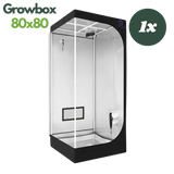 DiamondBox Silver Line SL80 Growzelt geöffnet – Innenansicht mit reflektierender Mylar-Beschichtung (80x80x180 cm)