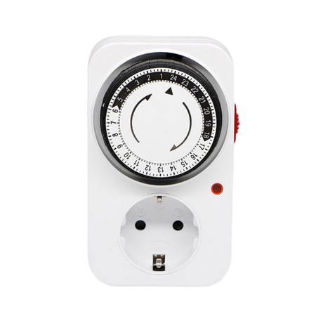 Analoge Zeitschaltuhr 16A mit 24-Stunden-Drehrad für Growlampe und Abluft