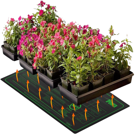 Flexible Hydrokultur-Heizmatte mit Ferninfrarot-Technologie – Ideal für das Wachstum von Sämlingen und Pflanzen in Growboxen.