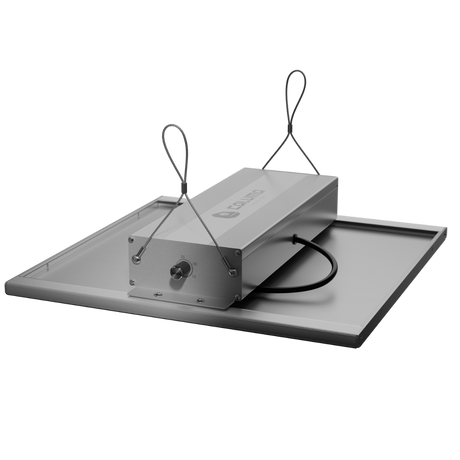 Rückansicht der Caluma LED Force 150W – Aluminiumgehäuse mit Kabel und Aufhängung