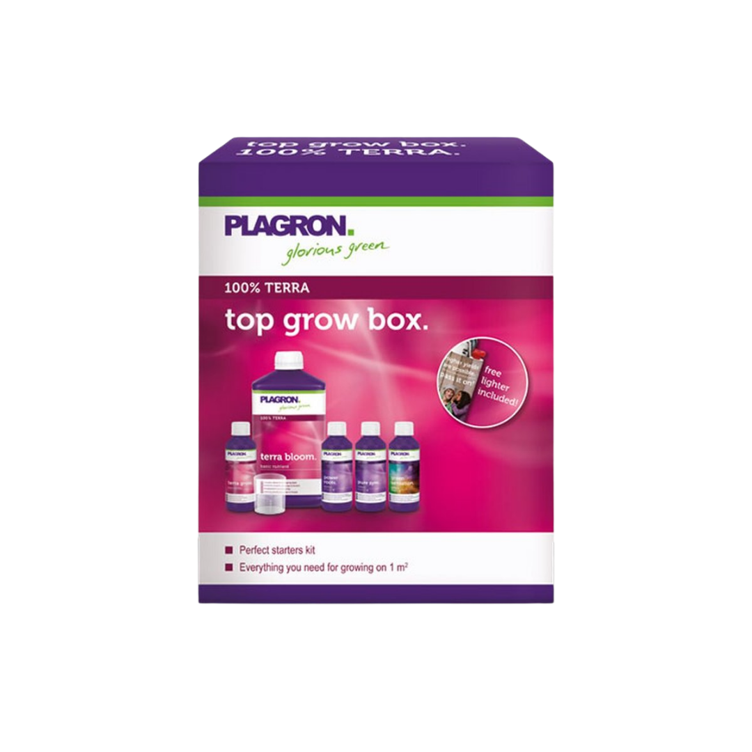 Starterset für Erde – Plagron Top Grow Box Terra mit Düngern für 1 m² Fläche.