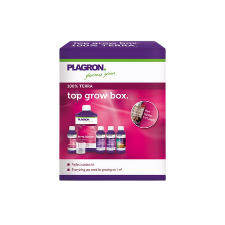 Starterset für Erde – Plagron Top Grow Box Terra mit Düngern für 1 m² Fläche.