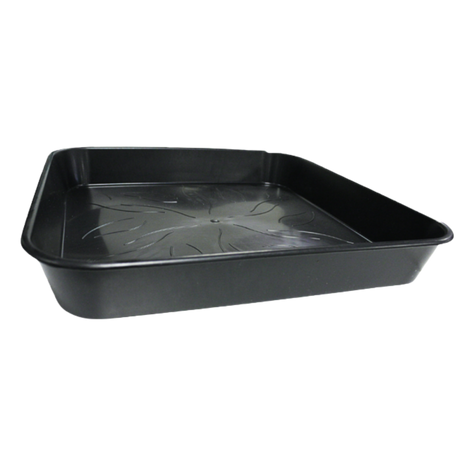PotKing Pflanzenuntersetzer 34 × 34 cm in Schwarz aus flacher Seitenansicht
