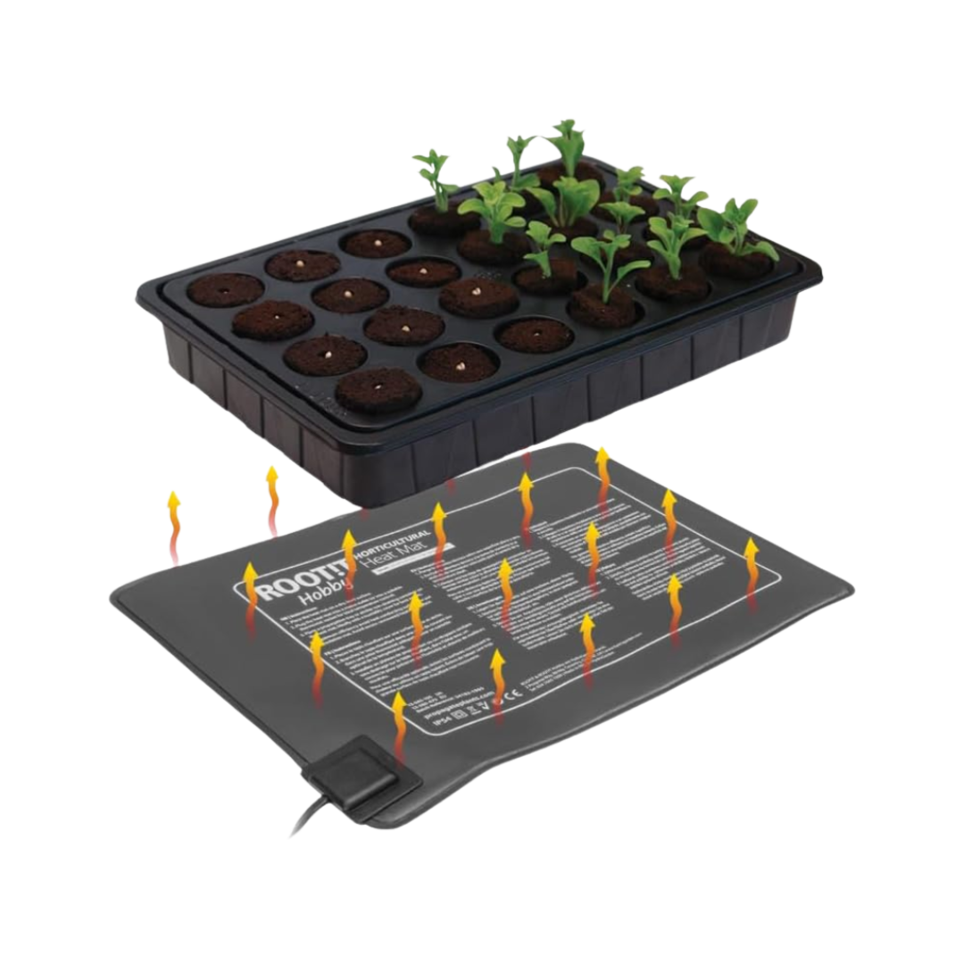 ROOT!T Heizmatten-Set bestehend aus Heizmatte, Isolierunterlage und Originalverpackung – für optimale Wurzeltemperatur.
