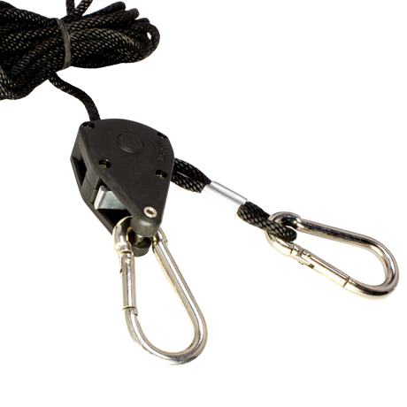 Zwei stabile Metallkarabiner der LED-Aufhängung für einfache und sichere Befestigung an Lampen und Growzelten