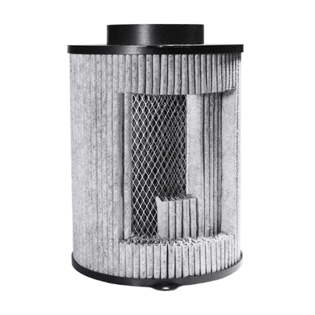 Nahaufnahme des mehrlagigen Filtervlieses am Aktivkohlefilter für zuverlässige Geruchsbindung in der Growbox.