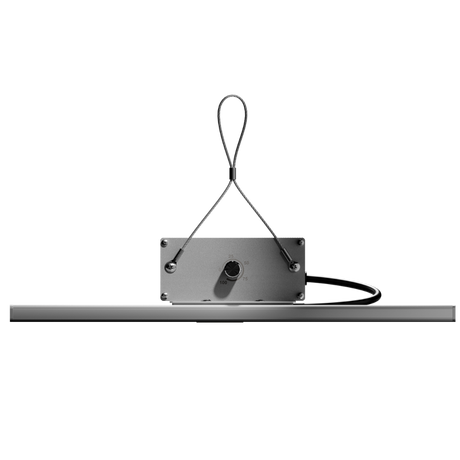 Seitenansicht der Caluma LED 150W – Dimmersteuerung gut sichtbar an der Rückseite