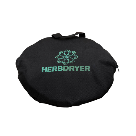 Praktische Transporttasche mit grünem HerbDryer-Logo – für einfachen Transport und Aufbewahrung des Trocknungsnetzes