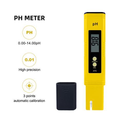 pH-Messgerät für Growzelte – Mit automatischer Kalibrierung und LCD-Display für präzise pH-Wert-Messungen im Cannabisanbau.