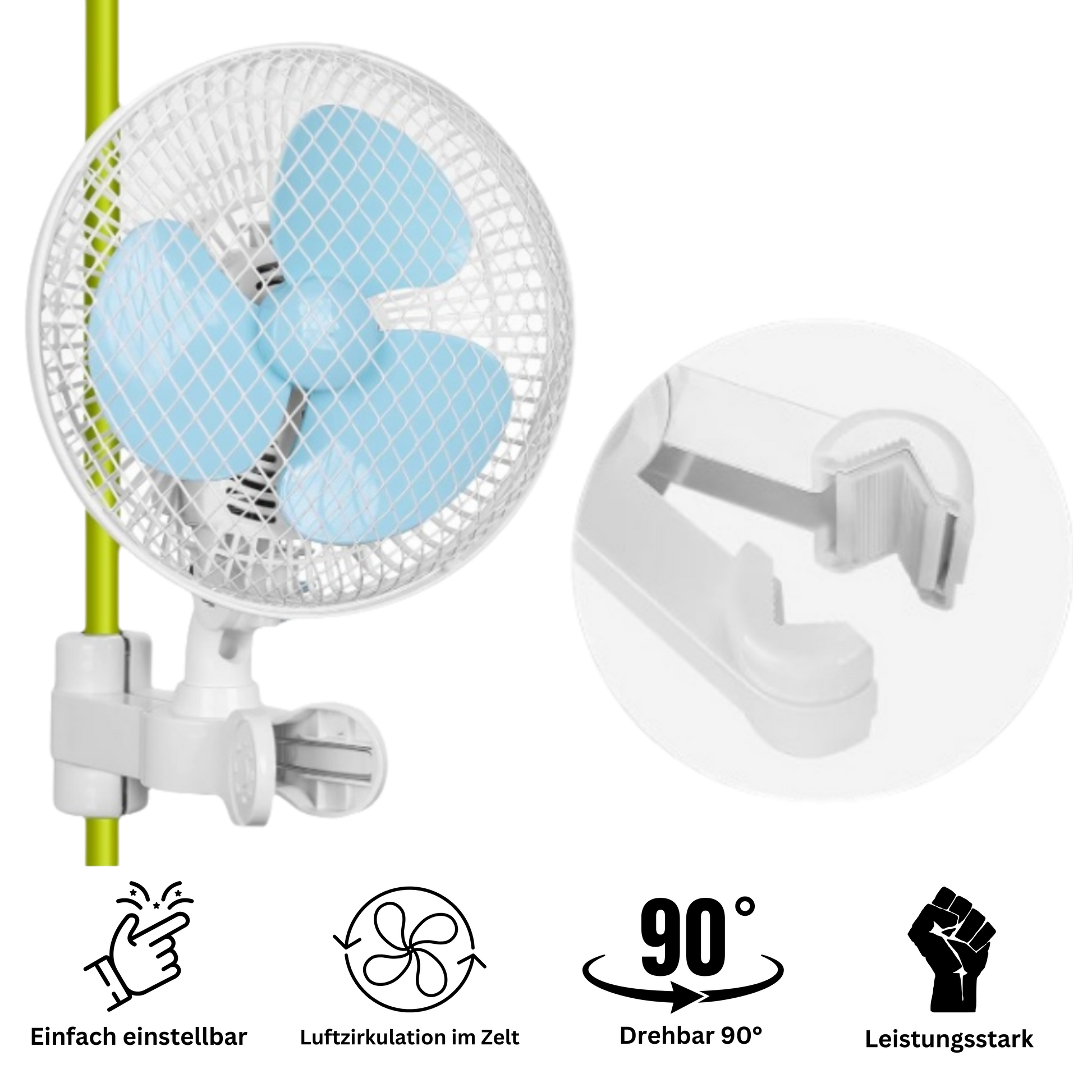 Kompakter 6-Zoll Clip-Ventilator – Ideal für optimale Luftzirkulation in der Growbox.