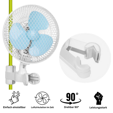 Kompakter 6-Zoll Clip-Ventilator – Ideal für optimale Luftzirkulation in der Growbox.