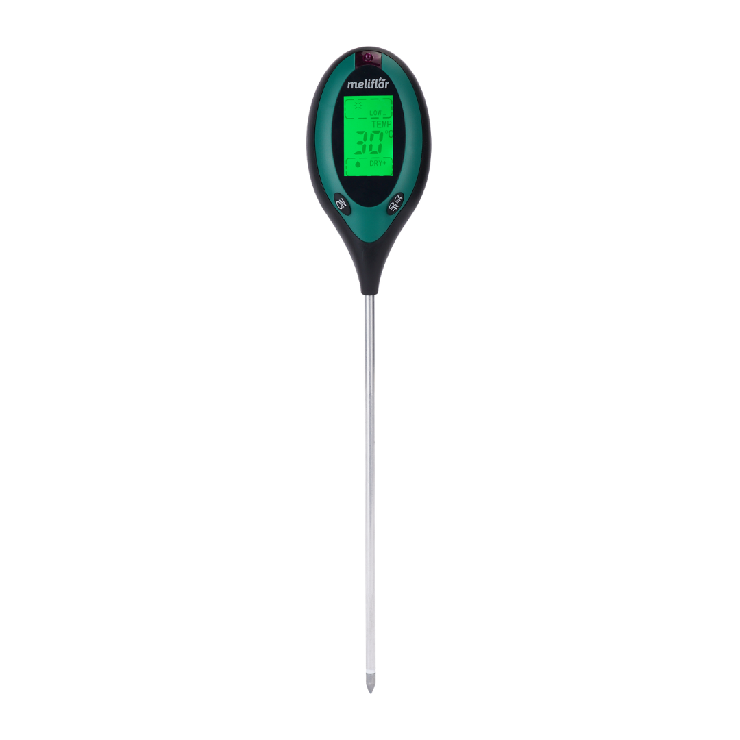Meliflor 4-in-1 Bodenmessgerät Funktionen Übersicht – Licht, Temperatur, Feuchtigkeit und pH-Wert Messskala