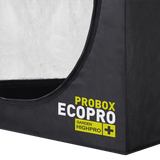 Detailansicht der Garden HighPro EcoPro Growbox mit robuster Außenhülle, Logo und lichtdichter Verarbeitung.