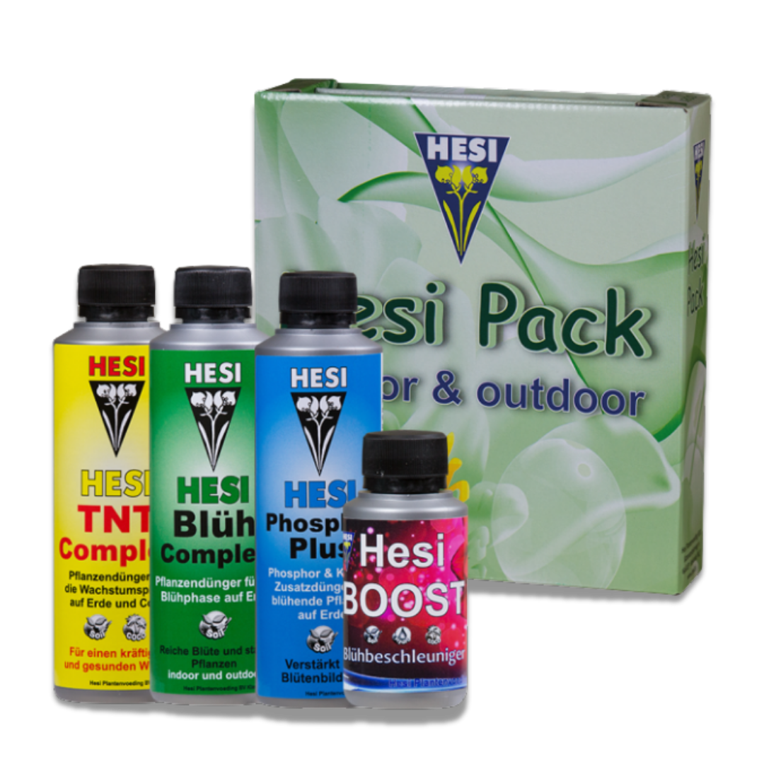 Hesi Pack indoor & outdoor mit TNT Complex, Blüh Complex, Phosphor Plus und Hesi Boost als Grow-Zubehör