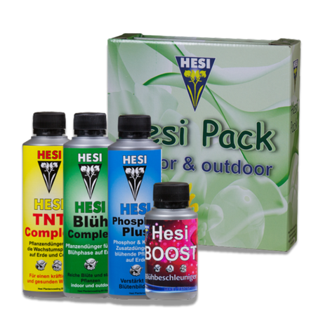 Hesi Pack indoor & outdoor mit TNT Complex, Blüh Complex, Phosphor Plus und Hesi Boost als Grow-Zubehör