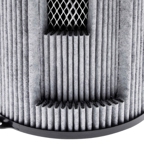 Detailansicht des Filtervlieses vom Garden HighPro Aktivkohlefilter mit dichter Struktur zur Luftreinigung.