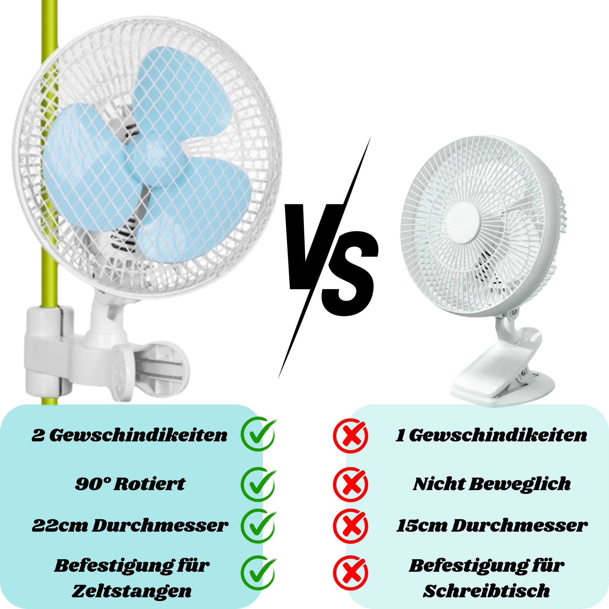 Einfache Befestigung – Flexible Klemme für Stangen (16–22 mm) mit 1 m langer Schnur.