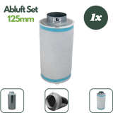 Caluma Aktivkohlefilter mit 125-mm-Anschluss, weißem Vorfilter und zwei Montageösen