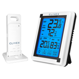 Clivex Climate Meter W mit beleuchtetem Display und kabellosem Temperatur- und Luftfeuchtigkeitssensor