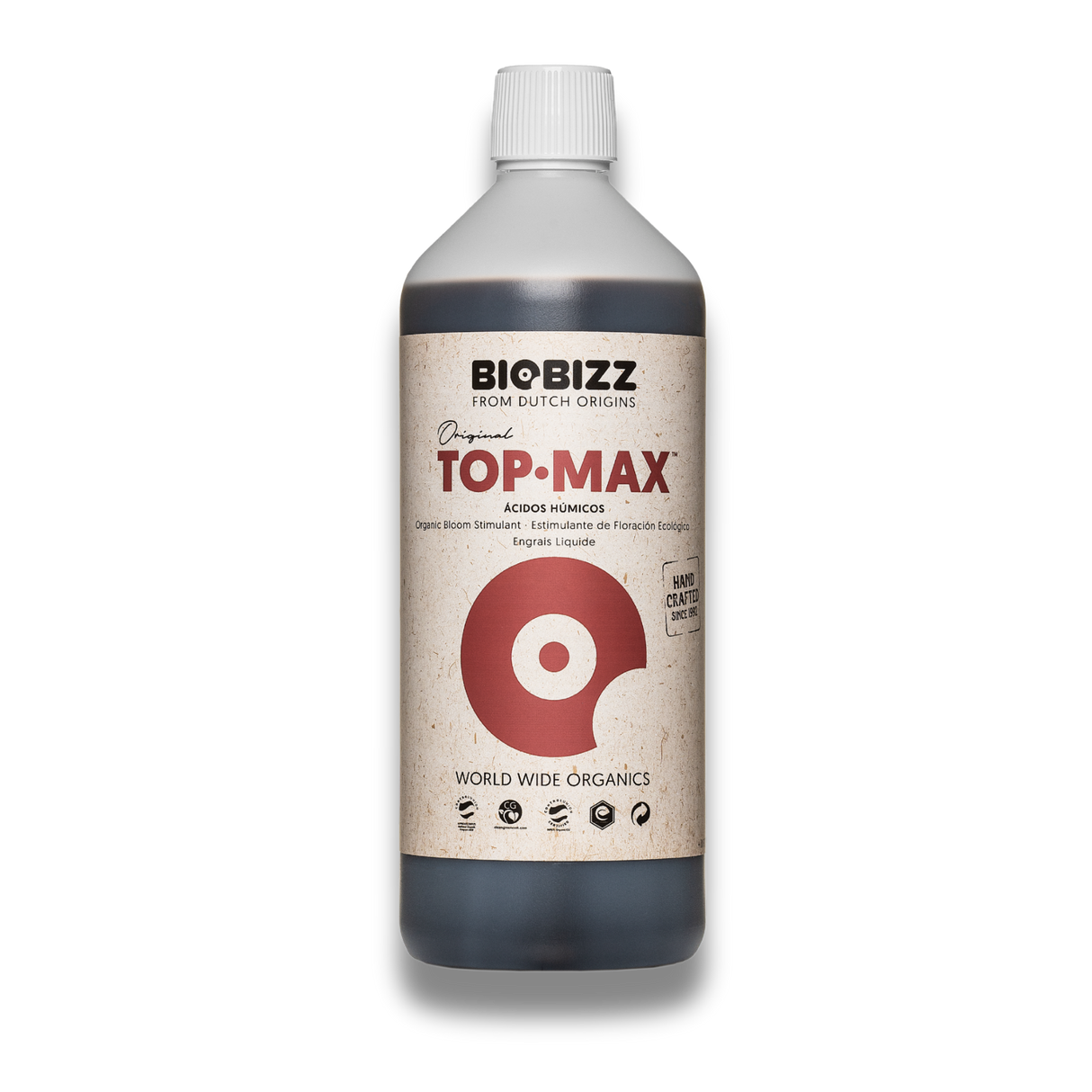 BioBizz Top-Max 1 Liter Bio-Blütebooster zur Unterstützung von Blütenbildung, Nährstoffaufnahme und Ertrag