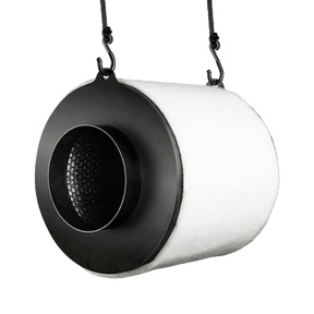 Garden HighPro ProActiv Aktivkohlefilter 100 mm mit Aufhängung zur Geruchsneutralisierung in kleinen Growboxen.