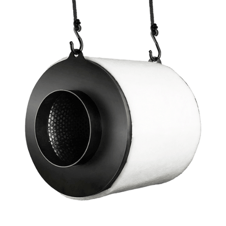 Garden HighPro ProActiv Aktivkohlefilter 100 mm mit Aufhängung zur Geruchsneutralisierung in kleinen Growboxen.
