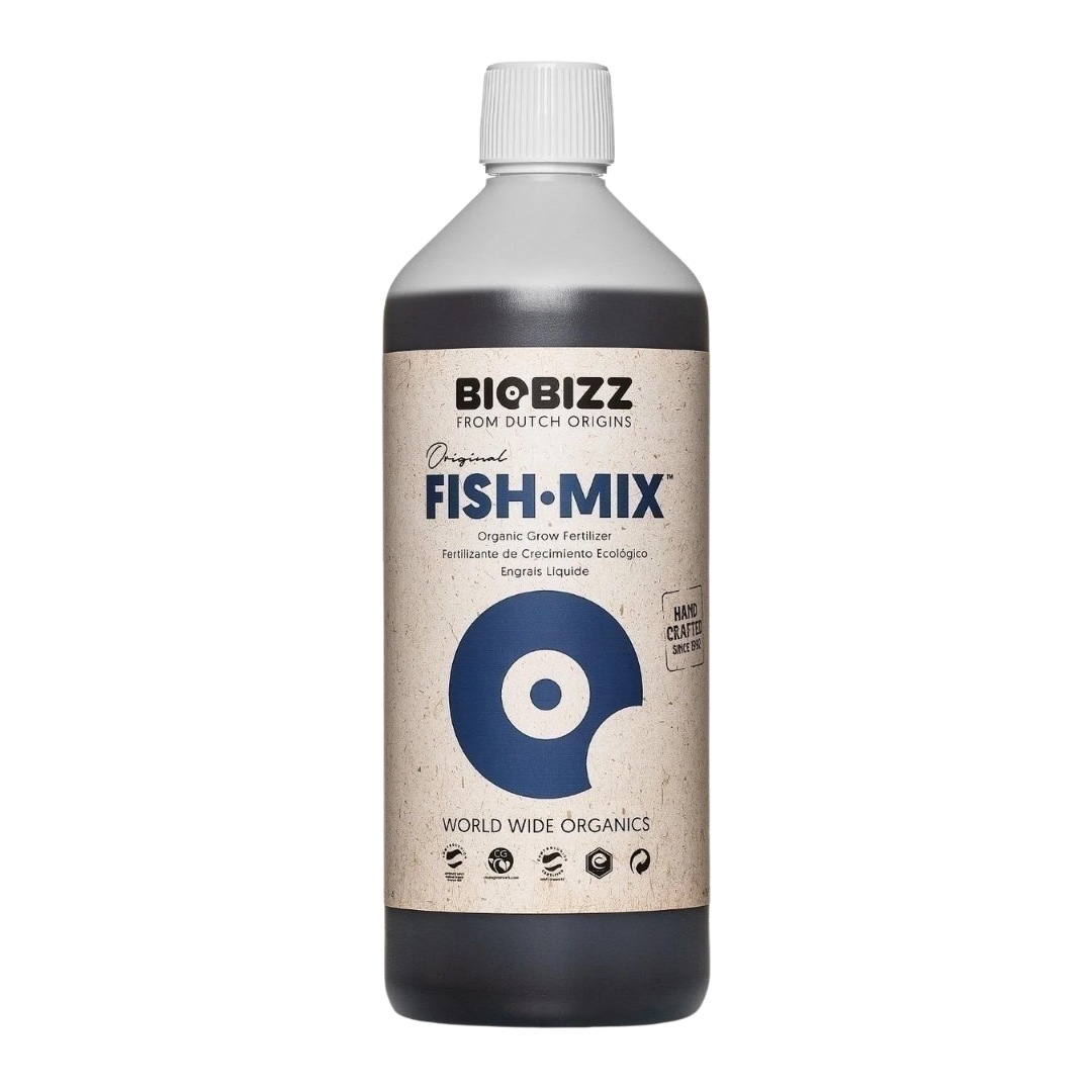 Freigestelltes Produktbild von Biobizz Fish-Mix 1 Liter – gerade Perspektive.
