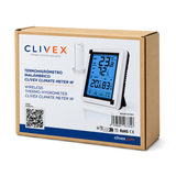 Verpackung des Clivex Climate Meter W Funk-Thermo-Hygrometers mit Display und Funksensor