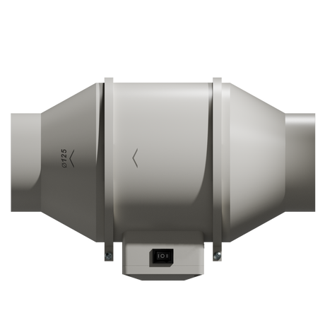 Caluma Axiallüfter 125 mm in Vorderansicht mit sichtbarem Lüfterrad