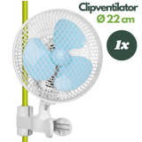 Clipventilator mit 22 cm Durchmesser – zur Umluftzirkulation in Growzelten, mit Clip-Halterung für Gestänge