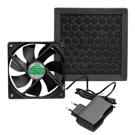 Set aus Lüfter, Netzadapter und Filter für den EasyGrow HerbDryer Regular – Zubehör für saubere Trocknung